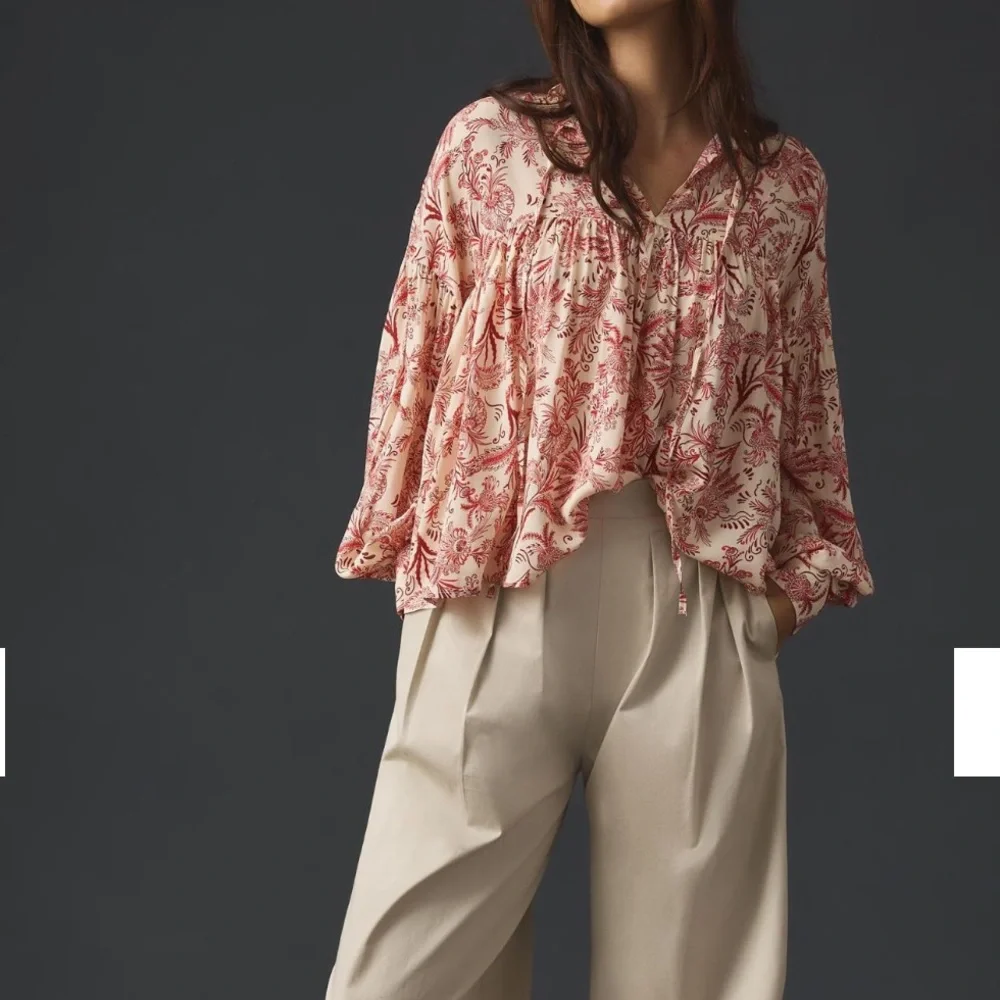 Anthropologie Tie-Front Peasant Blouse size M - Picture 2 of 8